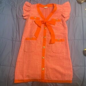 Pink and Orange Woven Dress